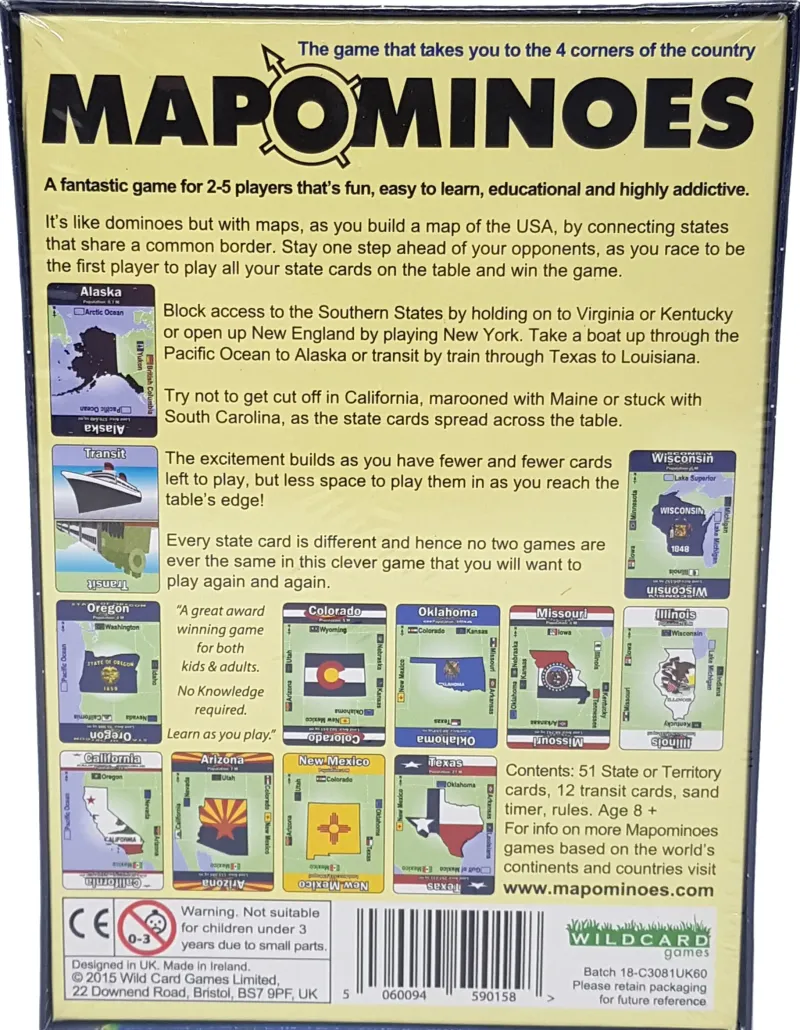 Wildcard Games Games|Travel Accessories-Mapominoes - The Ultimate Geography Game - USA