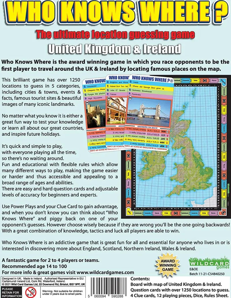 Wildcard Games Travel Accessories|Games-Who Knows Where - UK and Ireland Game